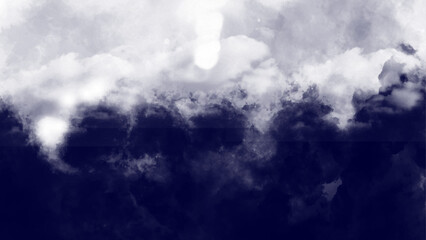 Obraz premium Blue and white cumulus storm clouds thunderstorm landscape, Black dark blue night sky with stars, White cumulus clouds.