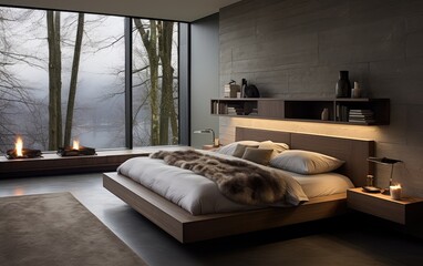 Contemporary Bedroom with Floating Nightstands