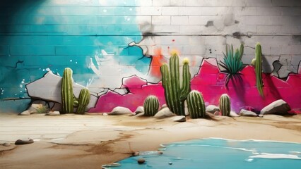 cactus wall graffiti art