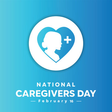 National Caregivers Day. Female symbol and heart symbol. Template for background, banner, card, poster with text inscription. Vector EPS10 illustration.