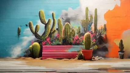 Fototapete cactus wall graffiti art © alvian