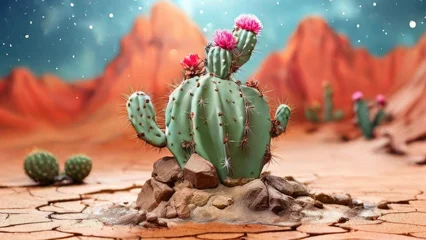 Abwaschbare Fototapete cactus wall graffiti art © alvian