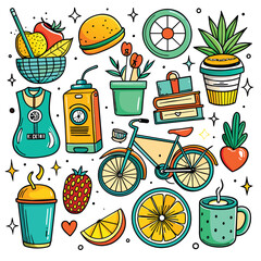 Lifestyle Illustration Vector Icon Doodle Set Bundle