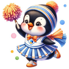 cute penguin playing tennis