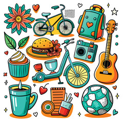 Lifestyle Illustration Vector Icon Doodle Set Bundle