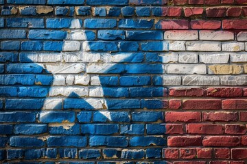 Texas state flag painted on a brick wall
