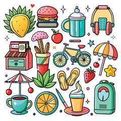 Lifestyle Illustration Vector Icon Doodle Set Bundle