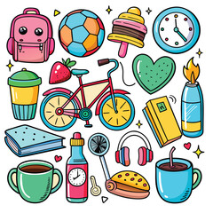 Lifestyle Illustration Vector Icon Doodle Set Bundle