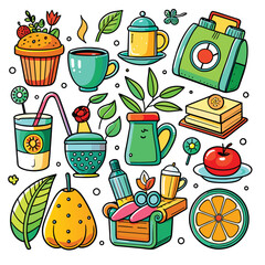 Lifestyle Illustration Vector Icon Doodle Set Bundle