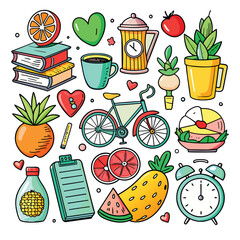 Lifestyle Illustration Vector Icon Doodle Set Bundle