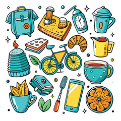 Lifestyle Illustration Vector Icon Doodle Set Bundle