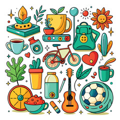 Lifestyle Illustration Vector Icon Doodle Set Bundle