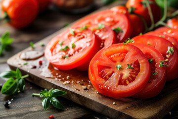 Freshly sliced tomatoes
