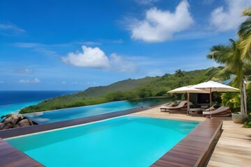 tropical resort pool, Serenity in Paradise