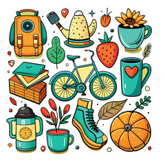 Lifestyle Illustration Vector Icon Doodle Set Bundle