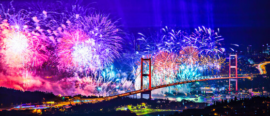 Fireworks in the Bosphorus, big celebration