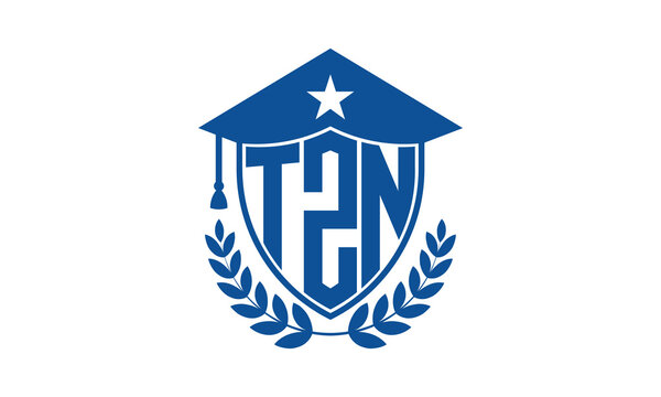 TZN three letter iconic academic logo design vector template. monogram, abstract, school, college, university, graduation cap symbol logo, shield, model, institute, educational, coaching canter, tech