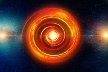 fire photon ring hot gas spining wormhole, Black hole super nova in deep space galaxy creative...