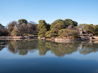 冬の日本庭園の風景