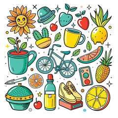 Lifestyle Illustration Vector Icon Doodle Set Bundle