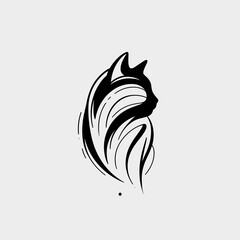 Obraz premium A black and white silhouette of a cat