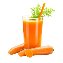 Concept of healthy nutrition and diet with Carrot juice isolated on transparent background