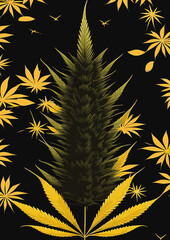 Text Background Set: Marijuana Festival, Natural Leaves, Black Gold Asian, Bright Frame, Legalize...