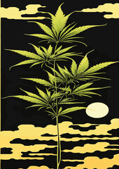 Text Background Set: Marijuana Festival, Natural Leaves, Black Gold Asian, Bright Frame, Legalize...