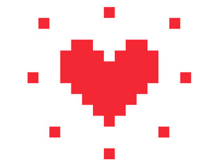 Obraz premium 光るハートのドット絵 赤