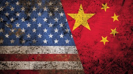 Fahnen Amerika/USA und China