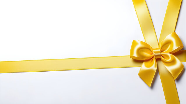 yellow ribbon with bow. on white background