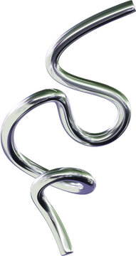 3D Y2K Abstract Silver Chrome Metalic