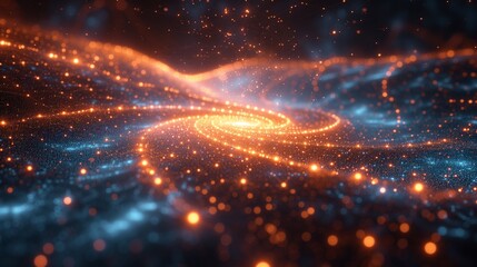 Fototapeta premium An artificial intelligence network hub in a digital world. A vast, sprawling network of luminous data streams and glowing nodes, representing AI's intricate connections and processing capabilities.