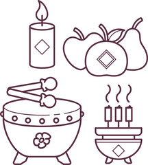 Chinese Lunar New Year simple cartoon decoration line art design outline vector