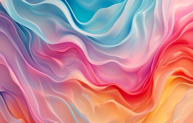 Gradient colorful abstract wallpaper with multicolored wavy surfaces.