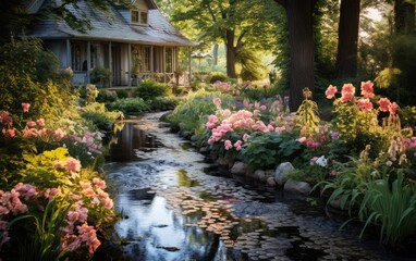 Fototapeta na wymiar Colorful Canvas Monet Garden