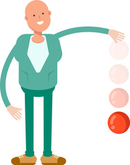 Bald Businessman Character Throwing Ball
