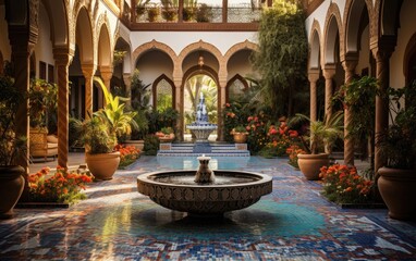 Fototapeta na wymiar Moroccan Charm Fountain Delight