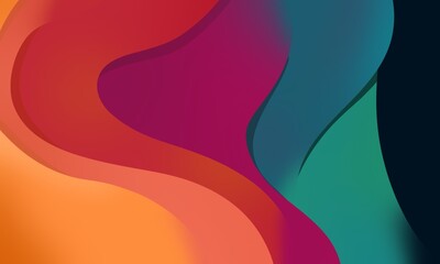 Colorful paper waves abstract Elegant wavy background