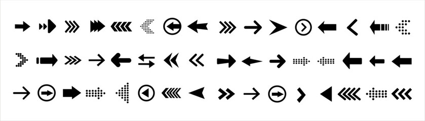 Arrows big black set icons. Arrow icon. Arrow vector collection. Arrow. Cursor. Modern simple arrows. Vector illustration