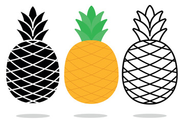 Pineapple fruit flat glyph outline