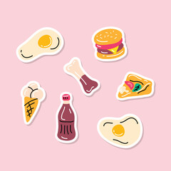 Cartoon Color Jelly Candy in Form of Food Set Concept Flat Design Style. Vector illustration