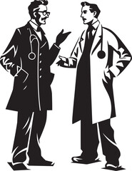 Compassionate Gestures Doctors Kindness Towards Patients Shown in Black Iconic Logo Sympathetic Healing Doctors Compassionate Approach to Patients Portrayed in Black Vector Art