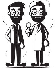 Empathetic Harmony Doctors Connection with Patients Illustrated in Black Color Vector Logo Compassionate Journey Doctors Path Alongside Patients Visualized in Black Iconic Design