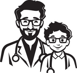 Unity in Care Doctors Empathy for Patients Shown in Black Vector Logo Empathetic Healing Doctors Compassionate Approach Depicted in Black Iconic Logo