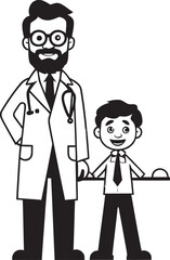Obraz premium Empathetic Healing Doctors Compassionate Approach Depicted in Black Iconic Logo Healing Connections Doctors Bond with Patients Illustrated in Black Vector Design