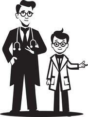 Nurturing Compassion Doctors Kindness Towards Patients Expressed in Black Iconic Logo Synergistic Empathy Doctors Understanding of Patients Visualized in Black Vector Art