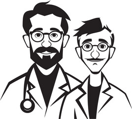 Empathy Illustrated Doctors Connection with Patients Represented in Black Iconic Design Healing Harmony Doctors Synergy with Patients Illustrated in Black Vector Logo