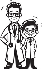 Unity in Wellness Doctors Empathy Towards Patients in Black Iconic Design Empathetic Expressions Doctor Patient Connection in Black Vector Logo