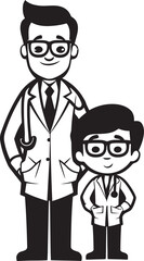 Empathetic Expressions Doctor Patient Connection in Black Vector Logo Healing Touch Doctors Compassionate Care for Patients in Black Iconic Logo